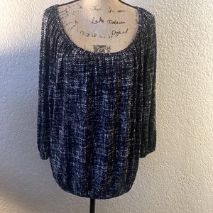 Michael Kors 3/4 Sleeve Blouse, Black/White, Size Large